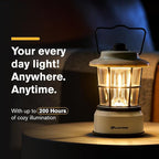 LUXPRO Retro LED Lantern - Battery-Powered Emergency Lantern - Water Resistant - Bright LED Lamp for Indoor & Outdoor Use - Use for Tents, Hiking or Hurricane Prep (Beige, Pack of 1)