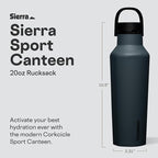 Corkcicle Sport Canteen - Keeps Drinks Cold 25 Hours - Stainless Steel Water Bottle - Triple-Insulated - Spill-Proof - Summer Drinkware Gift - Keeps Drinks Ice Cold - 20 oz - Rucksack