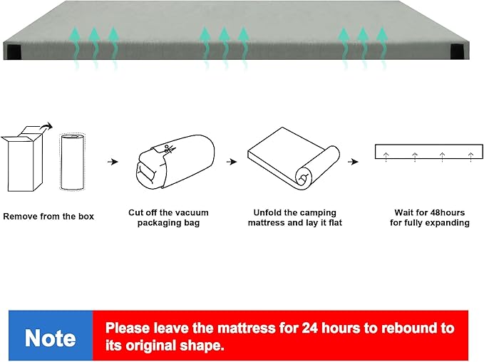 Memory Foam Camping Mattress Pad, Portable Sleeping Pad Roll Up Travel Mattress Waterproof Foldable Floor Cot Mattress Guest Bed for Sleepover