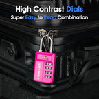SURE LOCK TSA-Approved 4-Digit Resettable Combination Lock with Open Alert, Easy-Read Dials - for Luggage, School Lockers, Gym, Office, Toolbox & Security Cases (Pink 4 Pack)