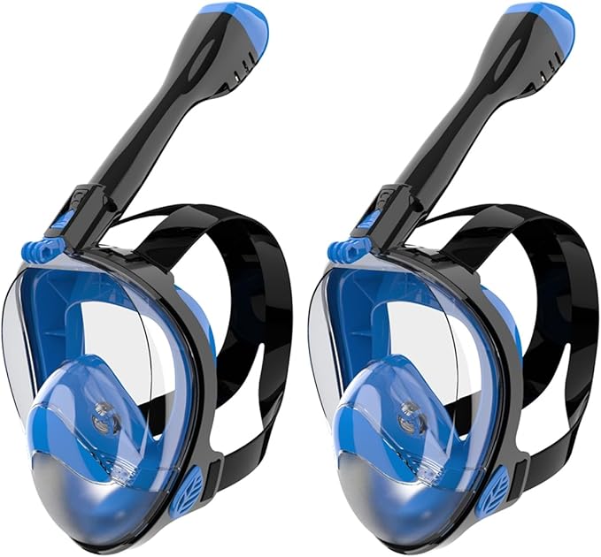 Full Face Snorkel Mask, Diving Mask for Kids and Adults,180° Panoramic View Snorkel Mask with Camera Mount, Safe Breathing, Anti-Leak&Anti-Fog