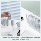 Charger Cable Cord Storage Organizer Box - 3 Pack With Lid - Easy Storage Without Cable Ties
