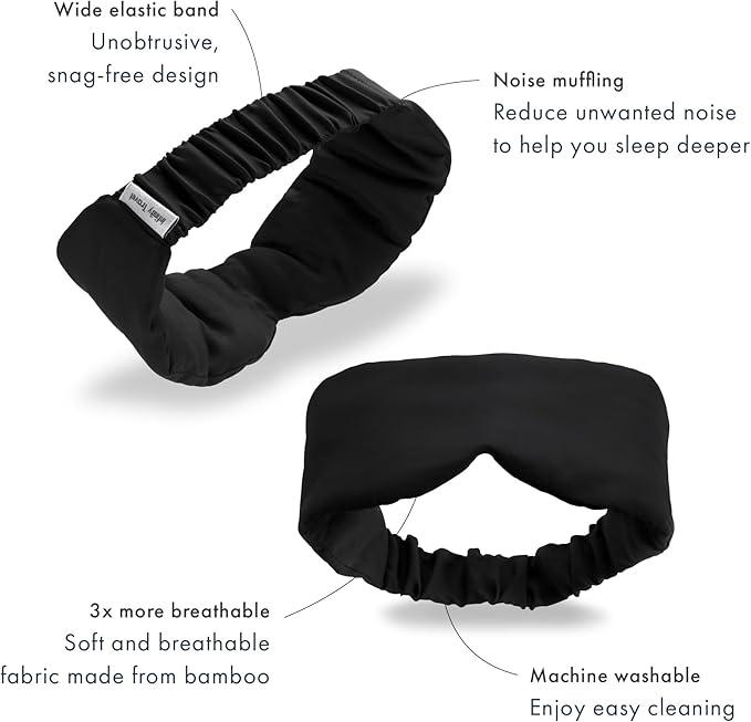 Infinity Travel - Bamboo Sleep Mask - Silky Soft Eye Mask - Comfortable - 100% Light Blocking Night - Machine Washable (Black)