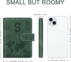 Personalized S Passport Holder Cover Initial Letter Travel Wallet RFID Blocking Passport Cover Credit Card Holder Case Passport Book Holders for Women and Men, Pine Green-S