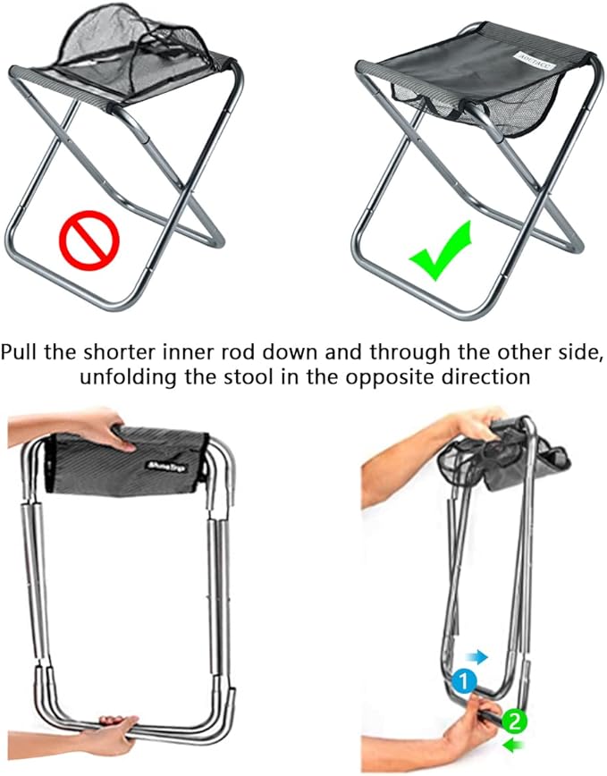 AOUTACC Ultralight Portable Folding Camping Stool for Outdoor Fishing Hiking Backpacking Travelling(XL:13"x14"x15";Large:11.8"x11"x11.4"; Medium:8.3"x9.5"x 11")