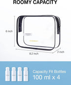 BAGSMART Clear Toiletry Bag, 3-Pack TSA Approved Travel Toiletry Bag Carry On Travel Accessories Bag Airport Airline Quart Size Bags water-resistant Makeup Bag for Women
