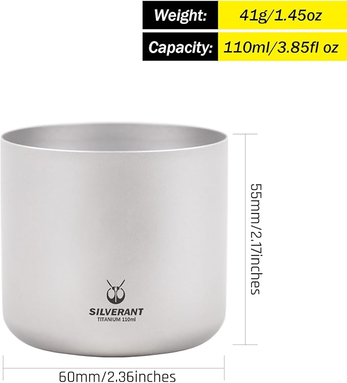 Camping Mug Titanium Double Wall Coffee Tea Cup (110ML Double-Wall Cup)