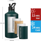 Insulated Water Bottle 128oz,Triple Wall Vacuum Stainless Steel(Dishwasher Safe),Leak Proof & Non-BPA,Flask Jug with Paracord Handle & Straw Spout Lids Sports Green