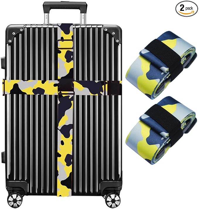 Luggage Straps for Suitcases TSA Approved Easy Pack Organized Suitcase Strap, Luggage Strap, Luggage Belt Strap, Bag Straps for Luggage. Buckle Straps Travel Accessories (Camo)