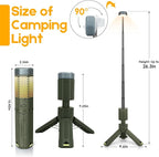 Telescopic Camping Lights, Rechargeable 10500mAh Camping Lantern with Storage Bag, Waterproof LED Camping Lamp with Magnetic, Portable Outdoor Tent Light for Camping,Hiking,Emergency,Fishing (Green)