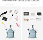 3L SMALL Sling Bag Fanny Packs For Women Men Mini Crossbody Chest Belt Travel Bag Purse Handbag Faux Leather Fashion Cute Light Grey