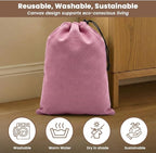 LFH Cotton Rich Shoe Storage Bags with Drawstring, Dustproof Breathable Reusable Organizer, Perfect For Travel, Dorm, Hotel, College, Gym, Easy to Carry, Machine Washable 8"x17" (Pack of 2) - Pink
