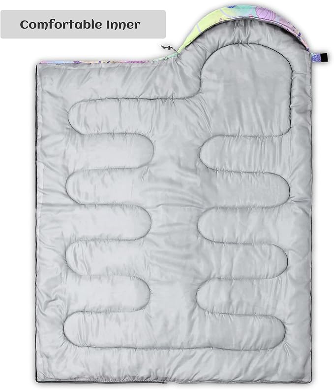 Sleeping Bags for Adults Youth Kids,3D Printing Camping Sleeping Bag for Girls Boys Lightweight Waterproof Cold/Warm Weather Sleeping Bag for 3 Seasons