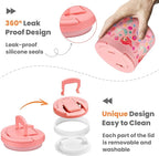 14oz Insulated Vacuum Food Jar with Buckle Lid,Soup Thermo for Hot Food Kids,Wide Mouth Leakproof Stainless Steel Lunch Container with Spoon-Mermaid