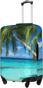 Tropical Beach Palm Tree Luggage Cover, Washable Elastic Baggage Protector, Anti-scratch Double-sided Zipper Closure for 25-28 Inch Wheeled Suitcase