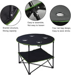 LEADALLWAY Camping Tables That Fold Up Lightweight Portable Outdoor Table with 4 Cup Holders and Carrying Bags for Outdoor Picnic,Barbecue,Travel,Fishing(Black+Army Green)