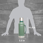 Stanley Heritage Classic Vacuum Bottle with Handle 2.0 qt | Wide Mouth with Leakproof Cup Lid | Keep Drinks Hot or Cold for Travel | Insulated Stainless Steel Thermal Bottle | Hammertone Green
