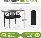 Camping Table Portable, Folding Roll-Up Picnic Table with Carry Bag & Detachable Storage Pockets, Lightweight Outdoor Table for Camping, Beach, Backyard, Party, BBQ, Patio