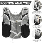 Hydration Pack Backpack，IX INOXTO Running Hydration Vest with 1.5L ( 50 oz) Water Bladder for Men Women，Lightweight Water Backpack for Hiking Cycling Climbing Camping