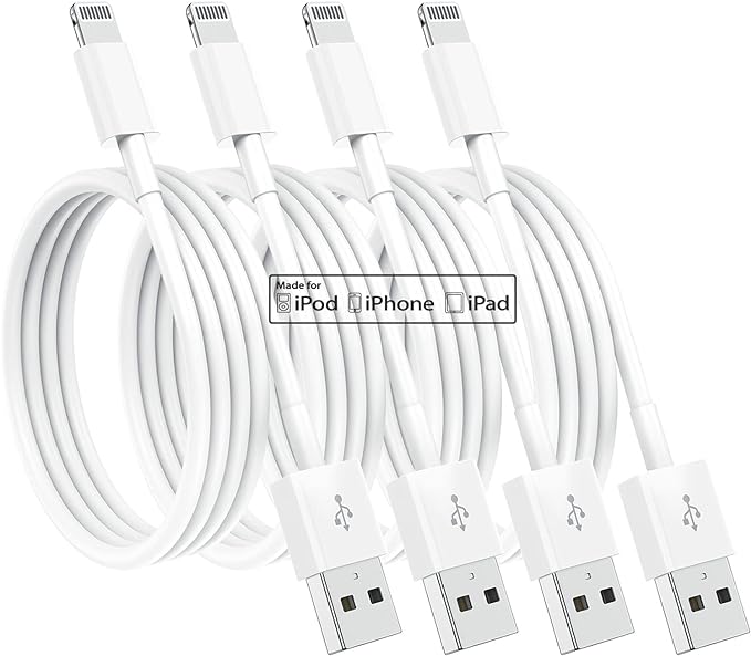 4 Pack [Apple MFi Certified] Apple Charging Cables 3ft, iPhone Chargers Lightning Cable 3 Foot, Fast iPhone Charging Cord for iPhone 14/14Pro/13/13Pro/12/11/11Pro/11Max/ X/XS/XR/XS Max/8, ipad(White)