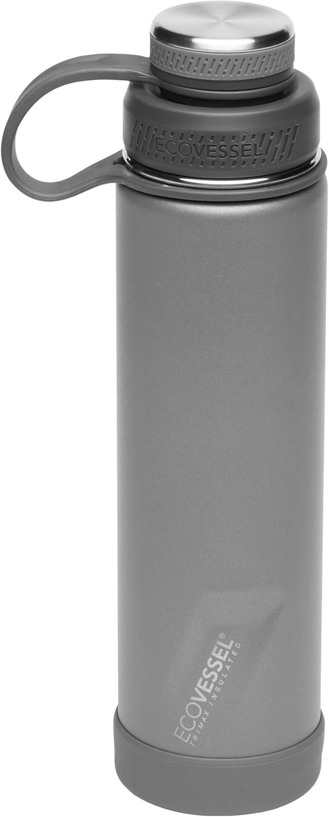 EcoVessel Stainless Steel Water Bottle with Insulated Dual Lid, Insulated Water Bottle with Strainer and Silicone Bottle Bumper, Coffee Mug – 24oz (Slate Grey)