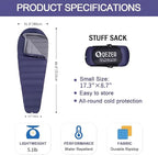 Down Sleeping Bag for Adults 0°F 10°F 15°F 20°F Backpacking Sleeping Bag for Cold Weather with Compression Sack