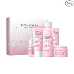 LAIKOU Skin Care Set JAPAN SAKURA Women Beauty Gift Sets Skin Care Kit with Cleanser, Toner, Serum, Eye Cream, Face Cream Travel Kit for Women Teen Girls Mom Daughter Birthday TSA-friendly Sizes 5pcs