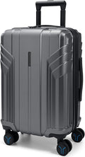 BAGSMART Expandable Carry On Luggage 22x14x9 Airline Approved, 1OO% PC Lightweight Hard Shell Suitcase, 20 Inch Travel Luggage with Spinner Wheels, Waterproof Rolling Suitcase, Gray…