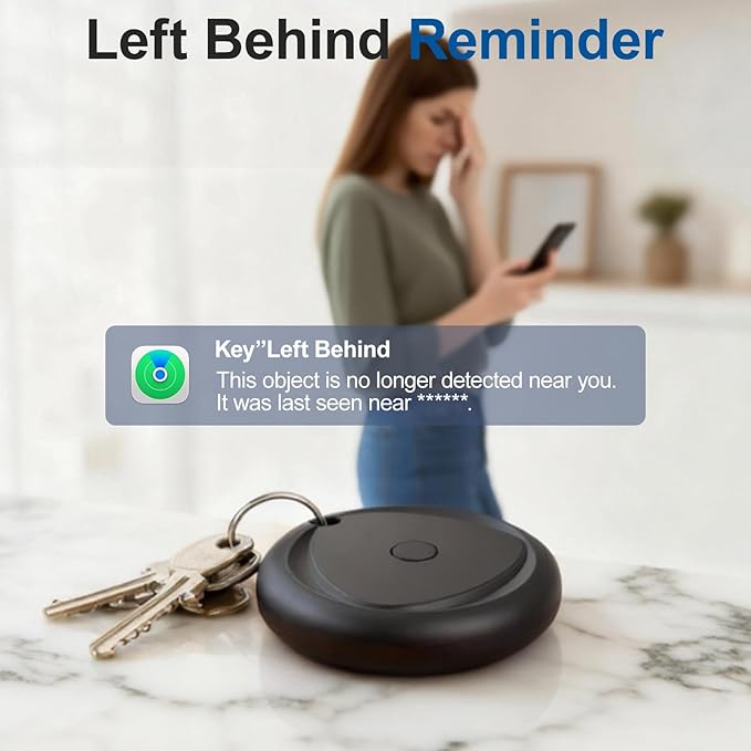 Tracker Tag-1 Pack with Leather Keychain Holder Case (Christmas Tree), Bluetooth Tracker Work with Apple Find My (iOS Only), Smart Tag, Item Finder for Luggage/Key/Suitcase, Replaceable Battery