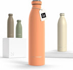 LARS NYSØM Stainless Steel Insulated Water Bottle 12 oz 17 oz 25 oz 34 oz 51 oz | Insulated Thermo Flask for Hot and Cold Beverages | Leakproof Drinking Bottle (Pumpkin Orange, 25.4 oz)