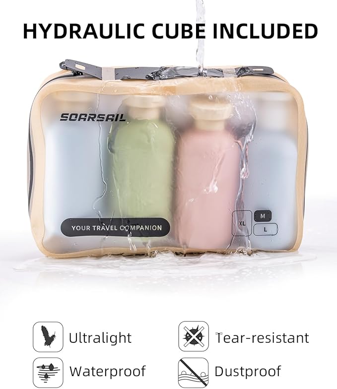 6 Set Compression Packing Cubes for Travel, Large Medium Small Luggage Organizers (Mist Khaki)