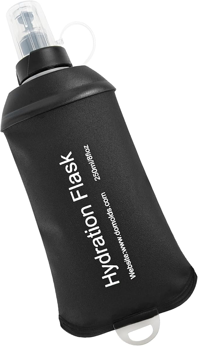 WILDREEDS 250ml Soft Flask, TPU Collapsible Soft Water Bottle for Hydration Pack, Running Vest, Folding Water Bottle for Hiking Cycling Climbing-1Pcs, Black