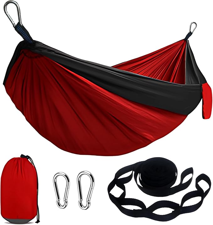 Camping Hammock Lightweight, Portable Hammocks with Tree Straps, Travel Swing Nylon Camp Hammocks for Adult Kids, Outdoor Essentials for Hiking Beach Backpacking