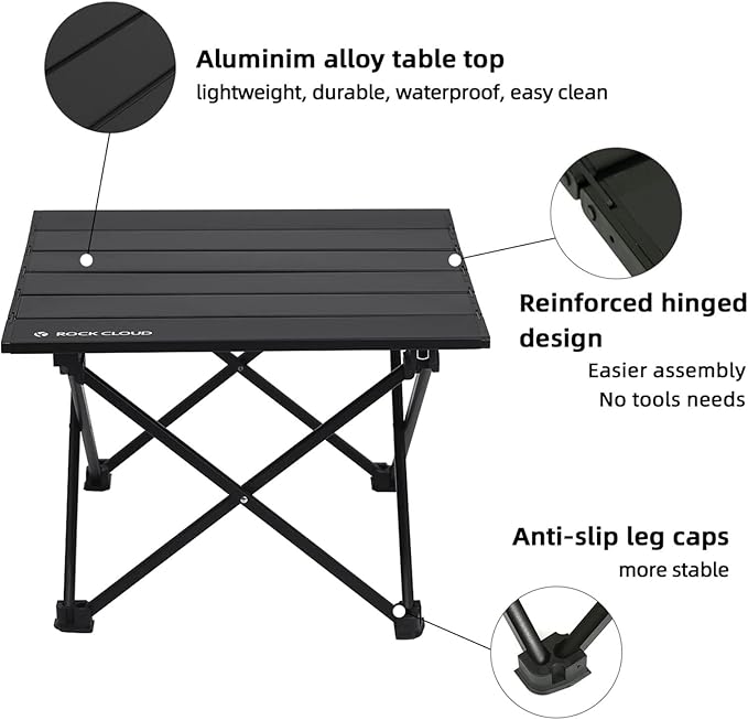 ROCK CLOUD Portable Camping Table Ultralight Aluminum Camp Table Folding Beach Table for Camping Hiking Backpacking Outdoor Picnic