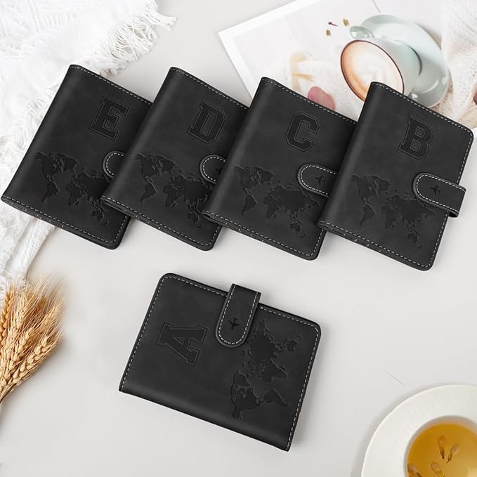 Passport Holder Wallet Cover Personalized Letter A-Z Travel Wallet RFID Blocking Passport Cover Wallet Case for Travel Passport Book Holders for Women and Men, Black-D