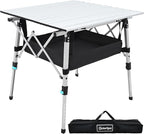 Portable Camping Table with Adjustable Legs, Lightweight Aluminum Folding Table Foldable Table for Outdoor Cooking, Picnic, Beach, Backyards, Square
