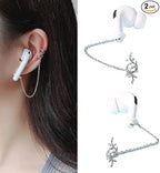ZOSTLAND 1 Pair Creative Earphone Anti Lost Earring Clip Earclip Strap Wireless Earhook Earbud Ear Bud Holder Connector Compatible with Airpods 1/2/Pro/3 Beats Fit Pro Sony (Sliver Leaf)