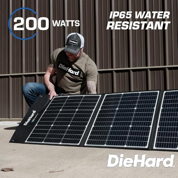 DieHard Solar Panel, 200-Watt, Foldable, Flexible, Lightweight, Portable - Designed for use with DieHard Portable Power Stations