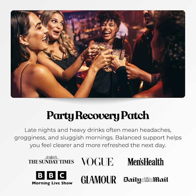 The Patch Collection® - Night Out Patch | Plant Powered, Sustained Release with NAC, Vitamin B1, B2, B3, Turmeric, 100% Natural & Vegan, Latex Free (Pack of 15)