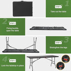 BestOffice Outdoor Folding Camping Table Plastic Table Portable Square Height Dining Table Perfect for Picnics,Parties,Party and Camping,Black Ratten