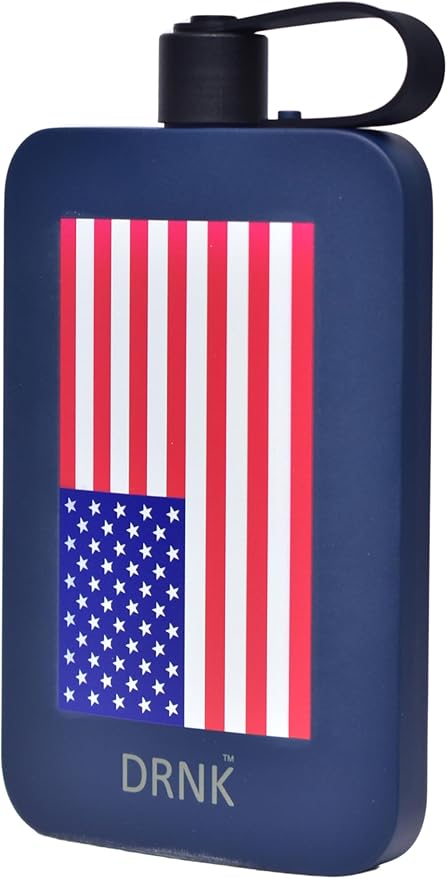 DRNK Stainless Steel Flat Reusable Slim Water Bottle Leak Proof| Non Toxic | BPA Free | Powder Coated | 500ml (Liberty)