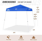 EAGLE PEAK 8x8 Slant Leg Pop-up Canopy Tent Easy One Person Setup Instant Outdoor Beach Canopy Folding Portable Sports Shelter 8x8 Base 6x6 Top (Blue)