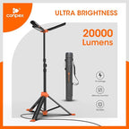 Camping Light, Large Area Lighting Floodlight, Max 118In Tall, 20000 Lumens, Suitable for Outdoor Activities, Telescopic Light with Tripod Work Light