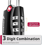 Fosmon TSA Approved Locks for Luggage. Suitcase Locks with Open Alert Indicator, 3 Digit Combination Padlock with Alloy Body for Travel, Backpack Zipper Anti Theft, Locker, Gym, Gun Case, Tent- 3 Pack