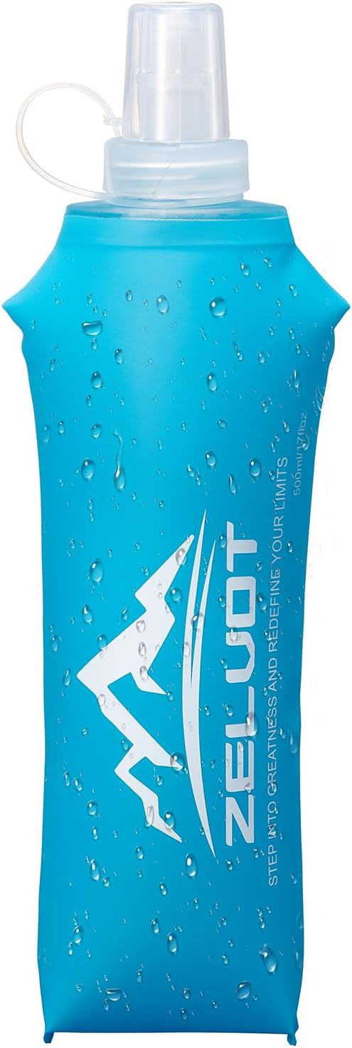 Running Vest Soft Flask, BPA-Free 500ml Collapsible Water Bottle for Hydration Backpack, Folding Water Bottle for Hiking Cycling Climbing