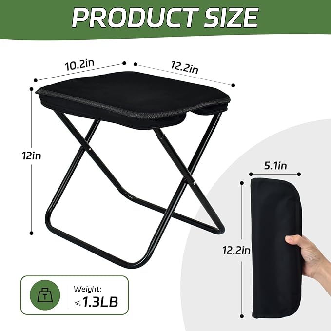 Collapsible Stool, Portable Chair, Lightweight Portable Stool for Adults, Portable Chairs for Adults, Holds Up to 330LBS, Ideal for Camping, Hiking, Outdoors, and Events