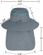 Sun Hats for Men Women Fishing Hat UPF 50+ Breathable Wide Brim Bucket Hats Summer UV Protection Safari Hat with Neck Flap