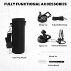 Insulated Water Bottle 24oz, Triple Wall Vacuum Stainless Steel (Cold for 48 Hrs, Hot for 24Hrs), Leak Proof & Non-BPA, 24oz Hydro Water Flask with Paracord Handle & Straw Spout Lids