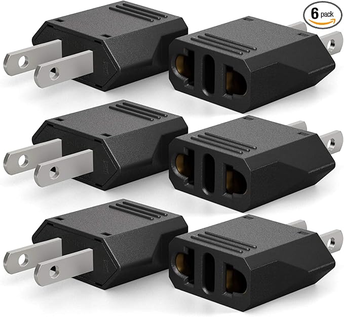 Europe to American Outlet Plug Adapter, Unidapt European EU to US Travel Power Adapter Plug, EU/Italy to USA/Kanada Outlets Converter Wall Plug AC Adapters - Type A (6-Pack, Black)