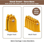 LFH Cotton Rich Shoe Storage Bags with Drawstring, Dustproof Breathable Reusable Organizer, Perfect For Travel, Dorm, Hotel, College, Gym, Easy to Carry, Machine Washable 8"x17" (Pack of 6) - Golden